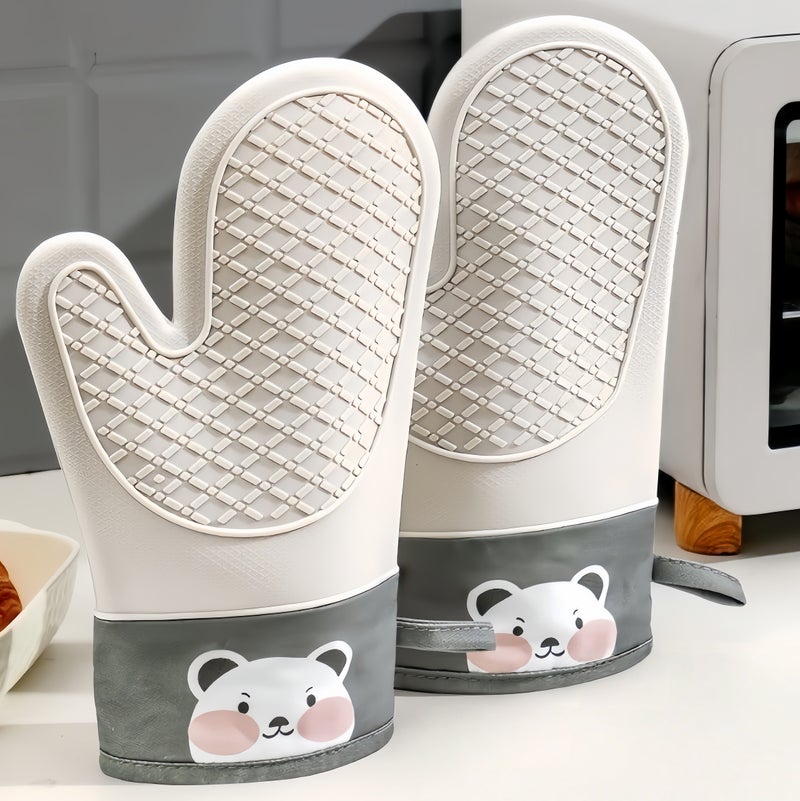 قفازات فرن سيليكونية بمخطط دب كيوت - Image 1